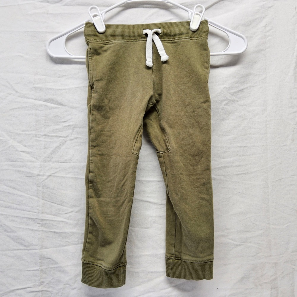 Tommy Bahama Jogger Pants Kid 5T Olive Green Cotton Blend Drawstring Ribbed Cuff